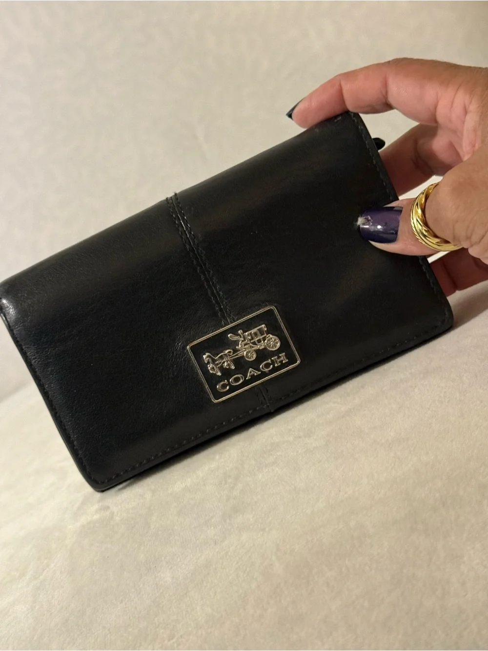 Coach Black Leather Horse & Carriage Continental Wallet